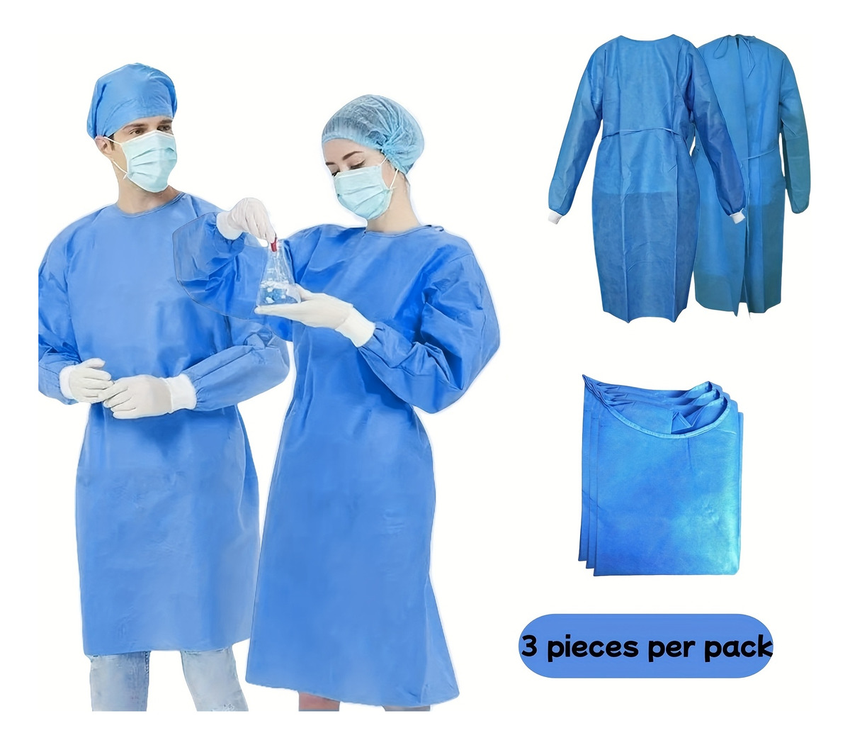 Medical Lab Design - 3 Stück 45gsm SMS Dreischichtiger Verbund-Vliesstoff