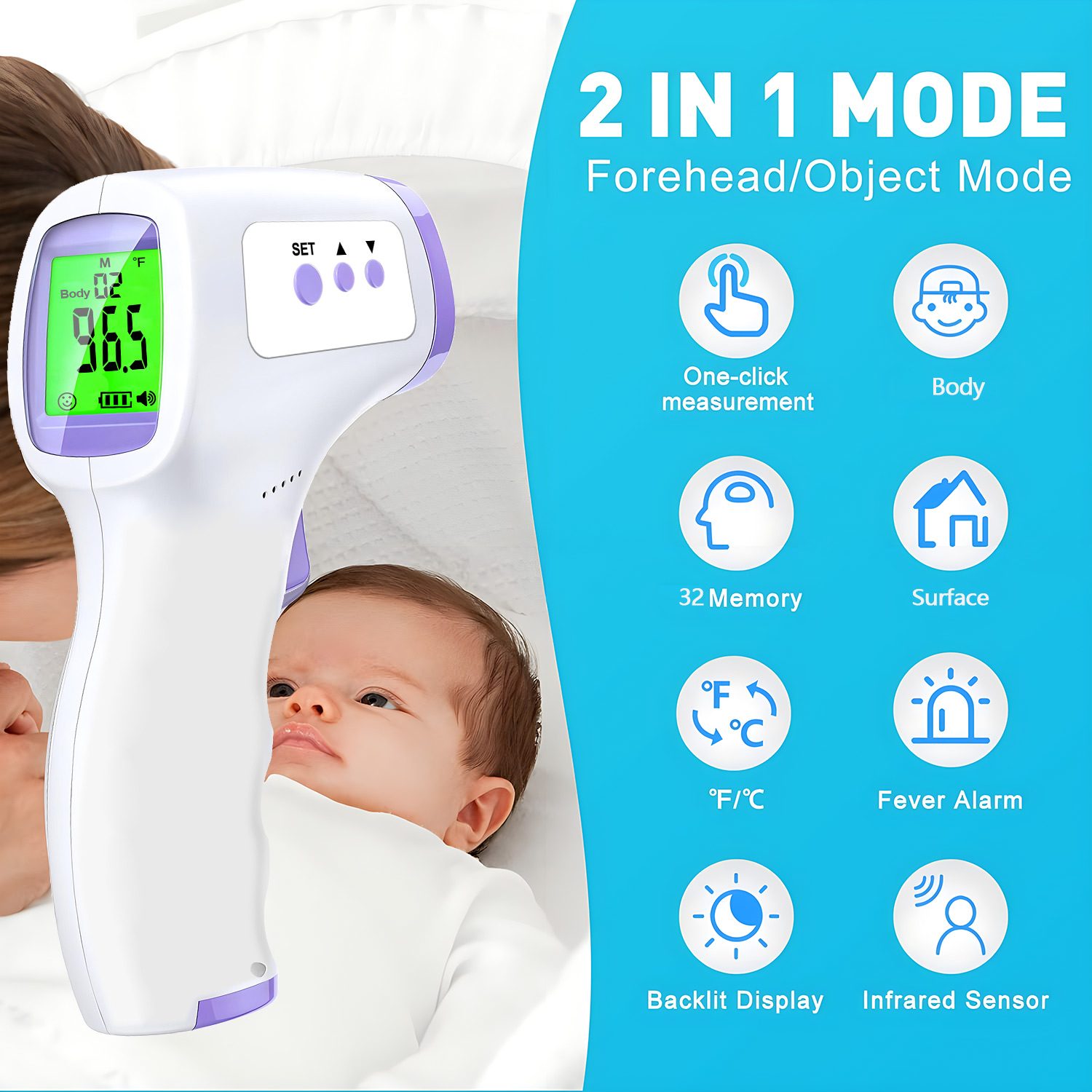 Digital Thermometer Infrared - Digitales Thermometer, kontaktloses Infrarot-Thermometer, berührungslose Stirnpistole,